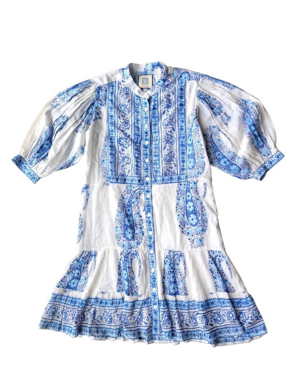 BELL by Alicia Bell Piper Mini Dress in Blue Paisley XS